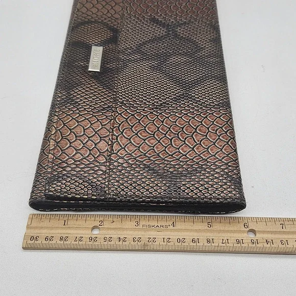 Miche Purse Shell Clutch Snake Print Faux Leather Bronze Brown Magnetic Closure - Picture 9 of 10